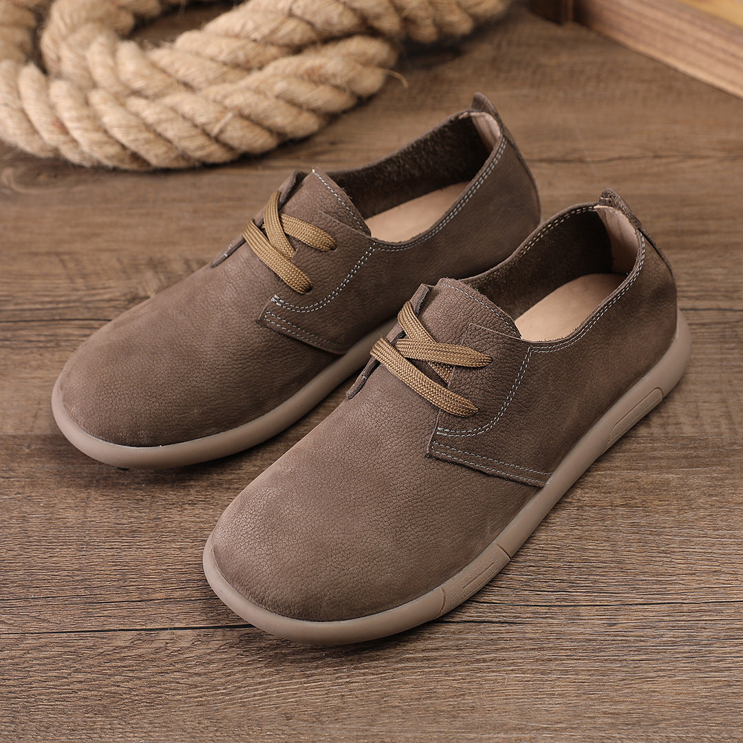 Men's Lightweight Ventilation Retro Single Layer British Leisure Top Cowhide Soft Men's Casual Leather Shoes