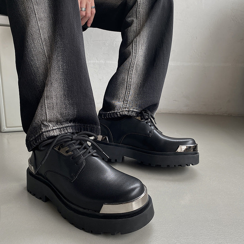 Men's British Style Platform Genuine Height Increasing Leather Shoes