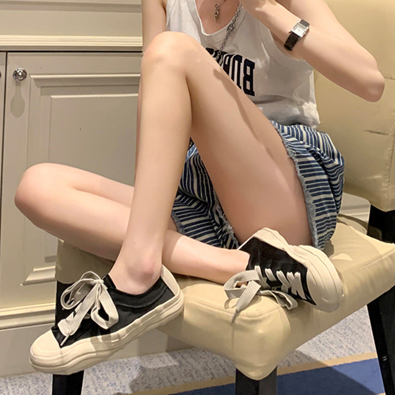Women's Summer Round Toe Dissoed Half Sports Canvas Shoes