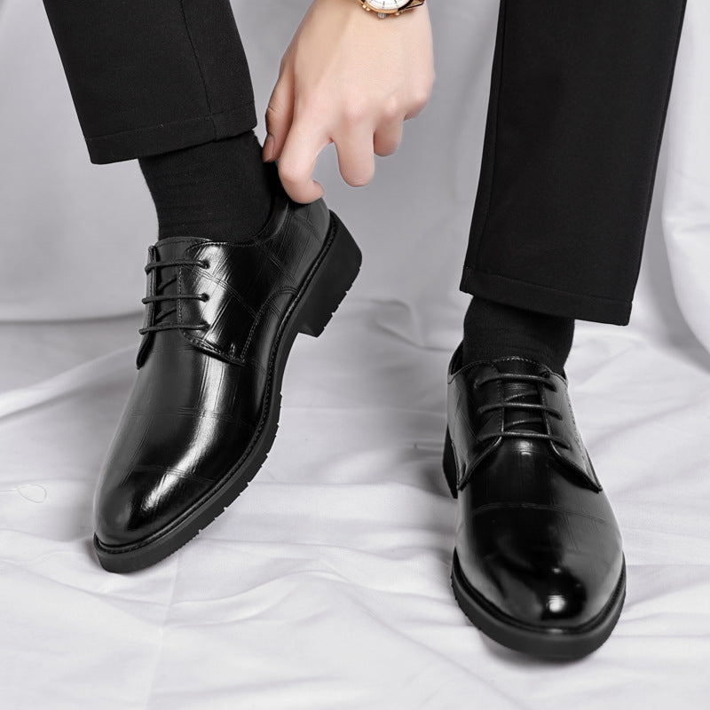 Men's Four Black Business Formal Wear British Leisure Leather Shoes