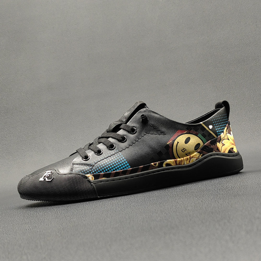 Men's Trendy Top Layer Cowhide Boys Sneakers