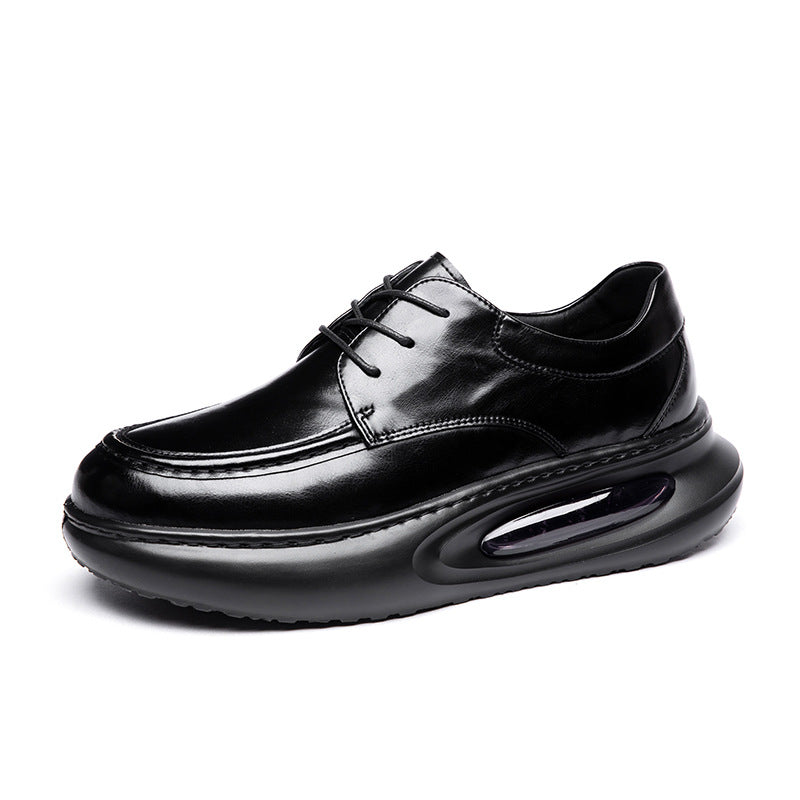 Men's Spring Air Cushion Genuine Business British Thick Bottom Breathable Heightened Men's Casual Leather Shoes