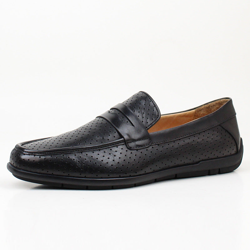 Men's Genuine Cattlehide Surface Summer Breathable One Pedal Loafers
