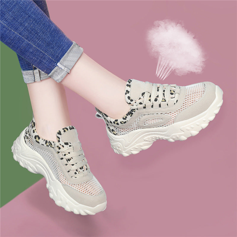 Women's Toe Box Hole Dad Thick Bottom Hollowed Heels