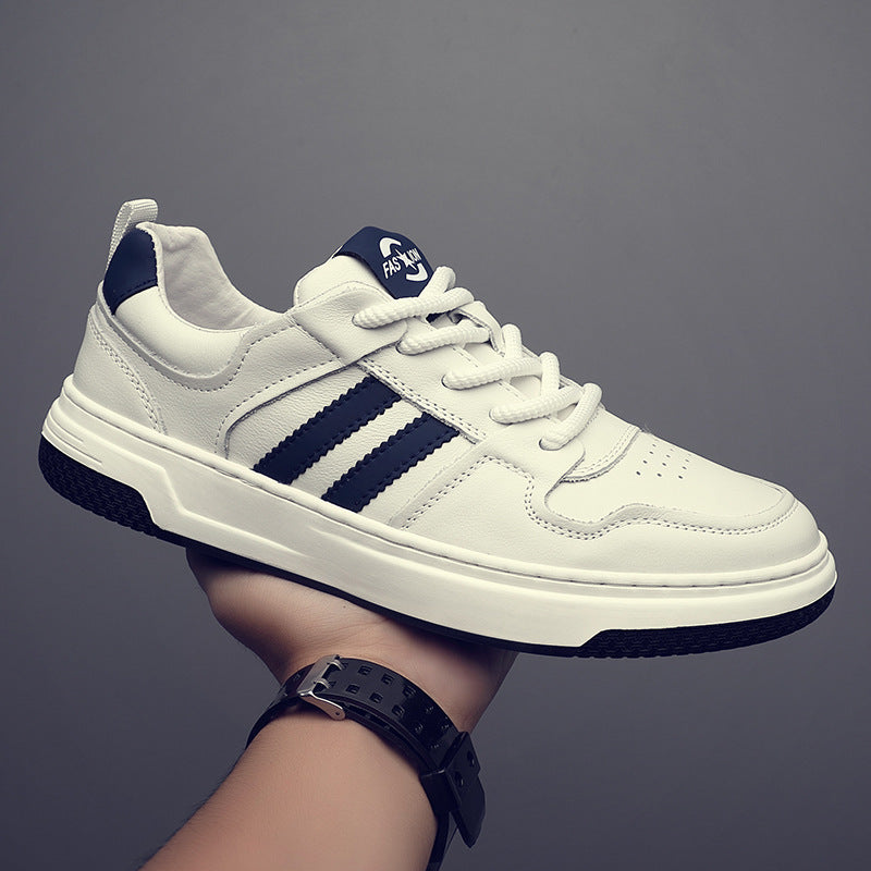 Men's Size Extra Large Top Layer Cowhide White Genuine Breathable Men's Board Shoes