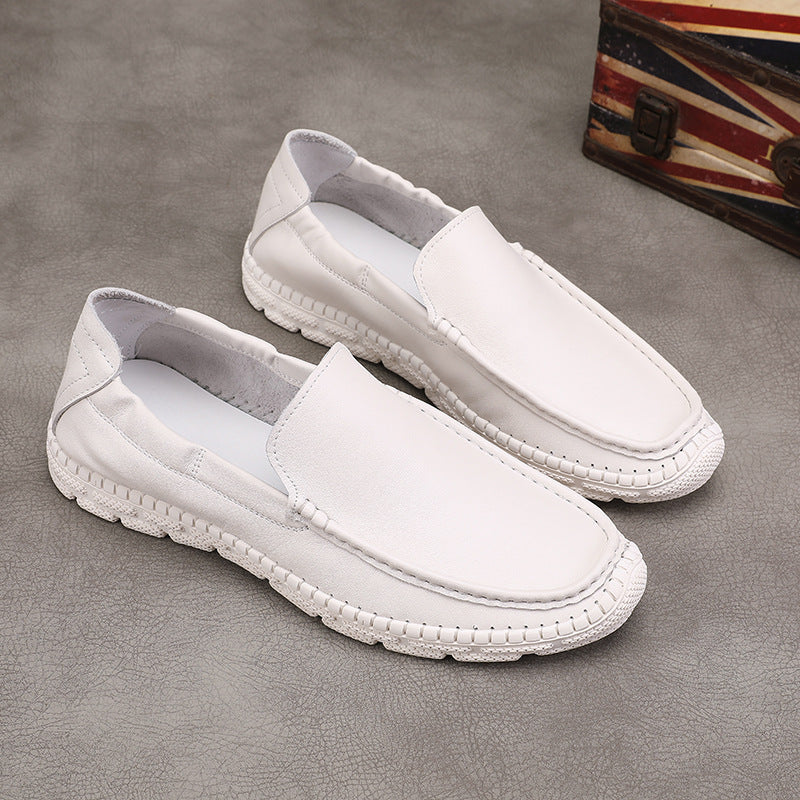 Top Solid Color Round Head Sewing First Layer Loafers