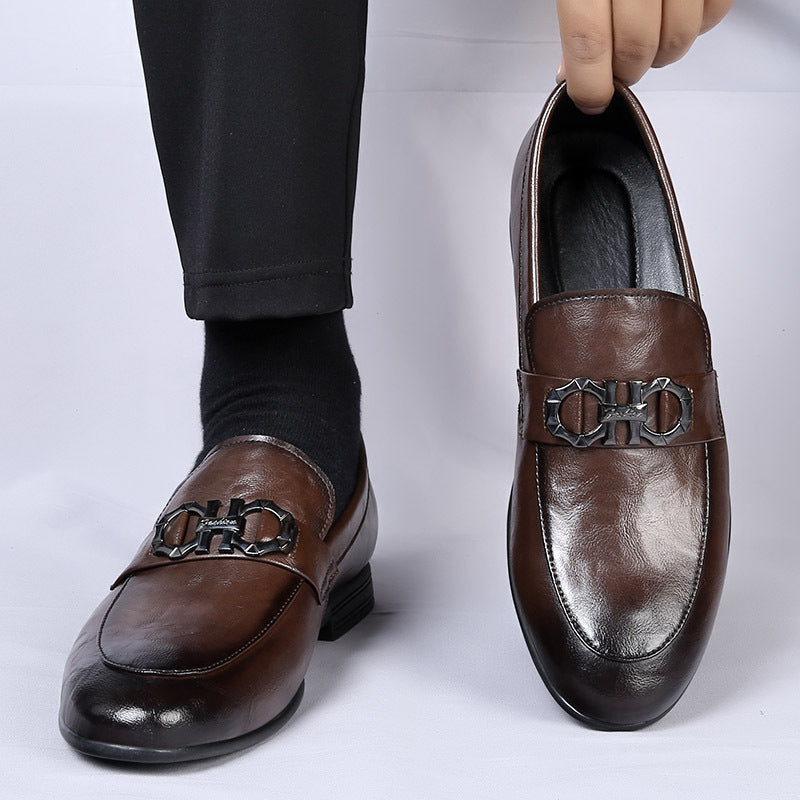 Men's Slip-on Genuine Versatile Korean Trendy Soft Men's Business Leather Shoes