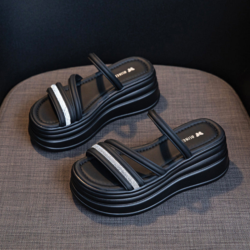 Women's Platform Summer Wear High-grade Fashionable Muffin Slippers