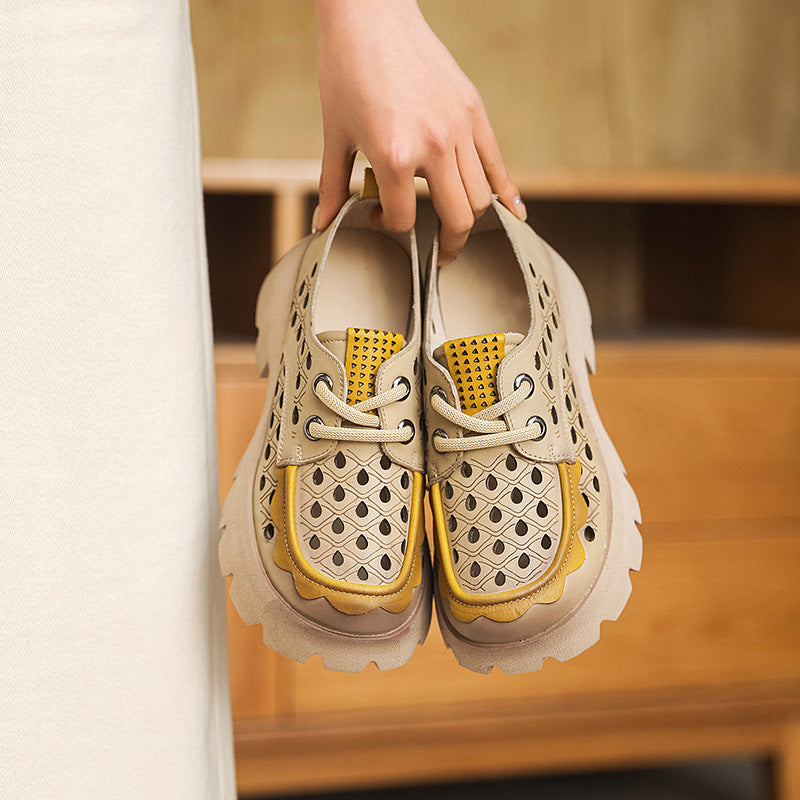 Women's Genuine Hole Thick Bottom Hollowed Leisure Pumps Casual Shoes