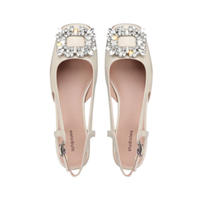 Women's Low-cut Back Empty Square Buckle Mary Jane Sandals