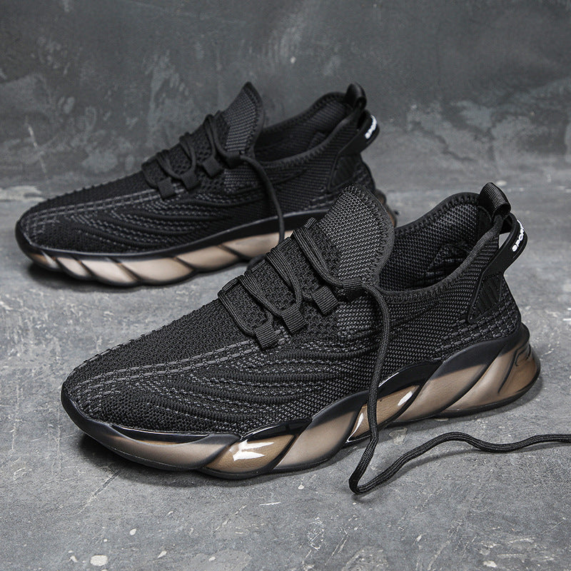 Men's Sports Fly Woven Mesh Breathable Running Popcorn Sneakers