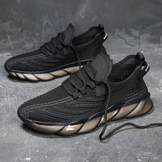 Men's Sports Fly Woven Mesh Breathable Running Popcorn Sneakers