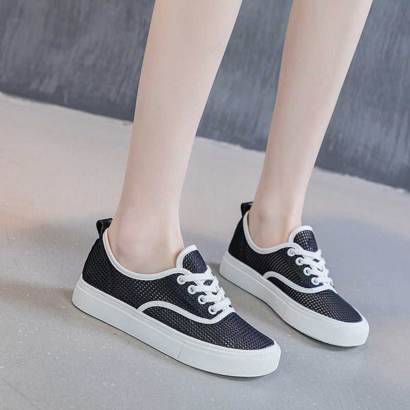 Women's Surface White Sports Summer Breathable Flat Sneakers