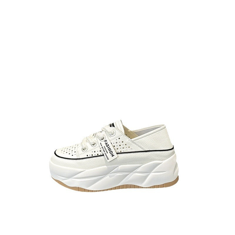 Women's White Summer Breathable Hollow Platform Increased Sandals