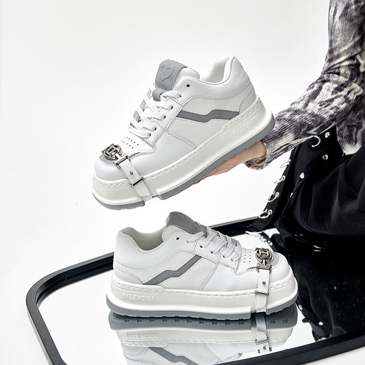 Women's Square Toe Thick Bottom Couple Thin British Casual Shoes