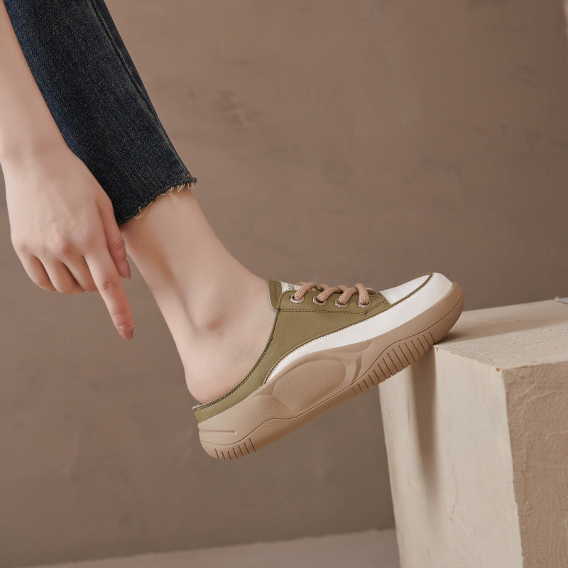 Women's Half Summer Genuine Retro Lazy Pump Sandals