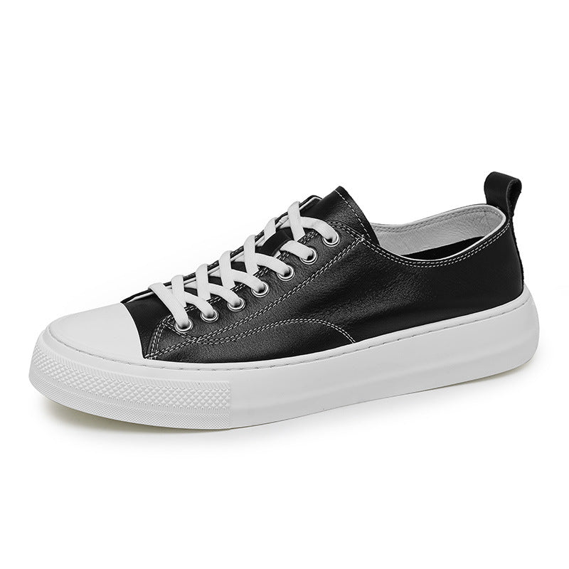 Men's White First Layer Cowhide Daily British Trend Men's Board Shoes