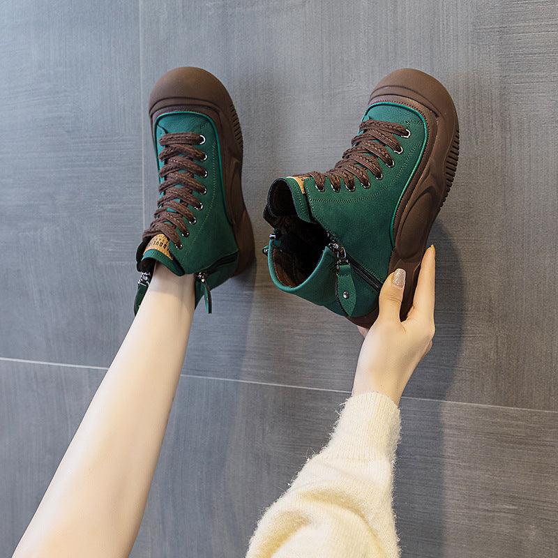 Women's Autumn Retro Lightweight Explosion Board Thick Bottom Height Increasing Insole Women's Casual Shoes