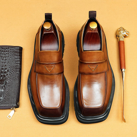 Men's Business Genuine England Style One Pedal Leather Shoes