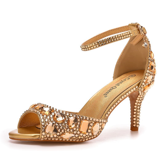 Low-cut Buckle Plus Size Round Toe Heels