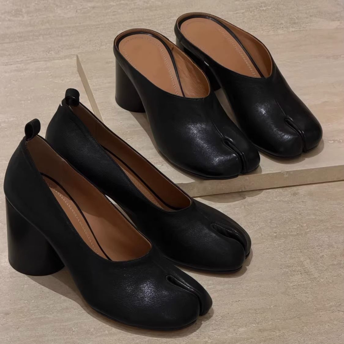 Women's Cowhide Version Niche Retro Horseshoe High Thick Slip-on Women's Fashion Shoes
