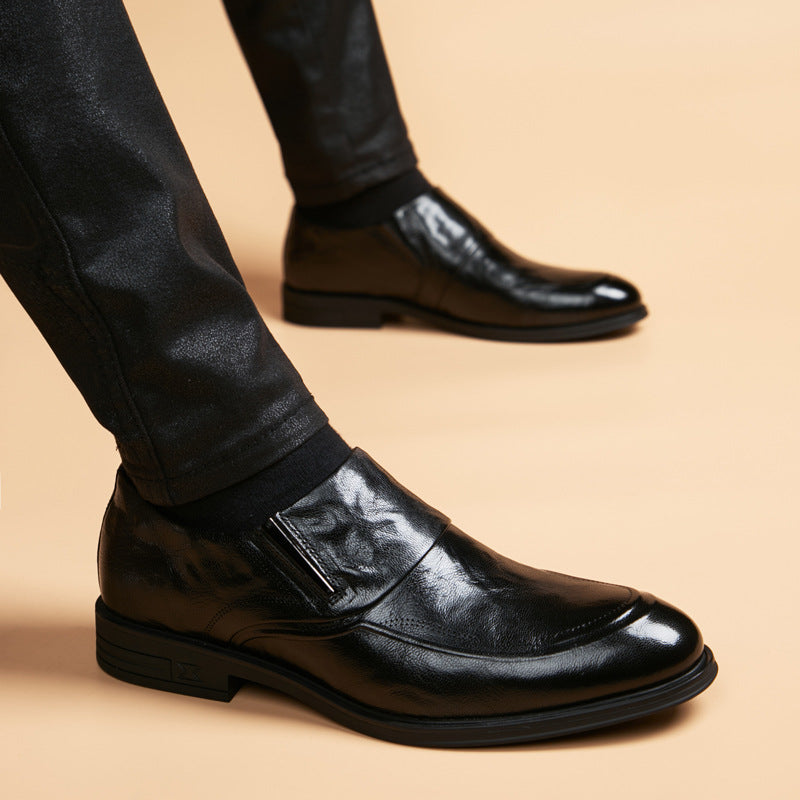 Men's Business British Style Slip-on Formal Wear Derby Soft Breathable Men's Casual Leather Shoes