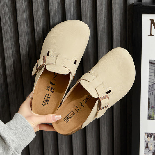 Cowhide Cork Platform Flat Fishing Summer Sandals