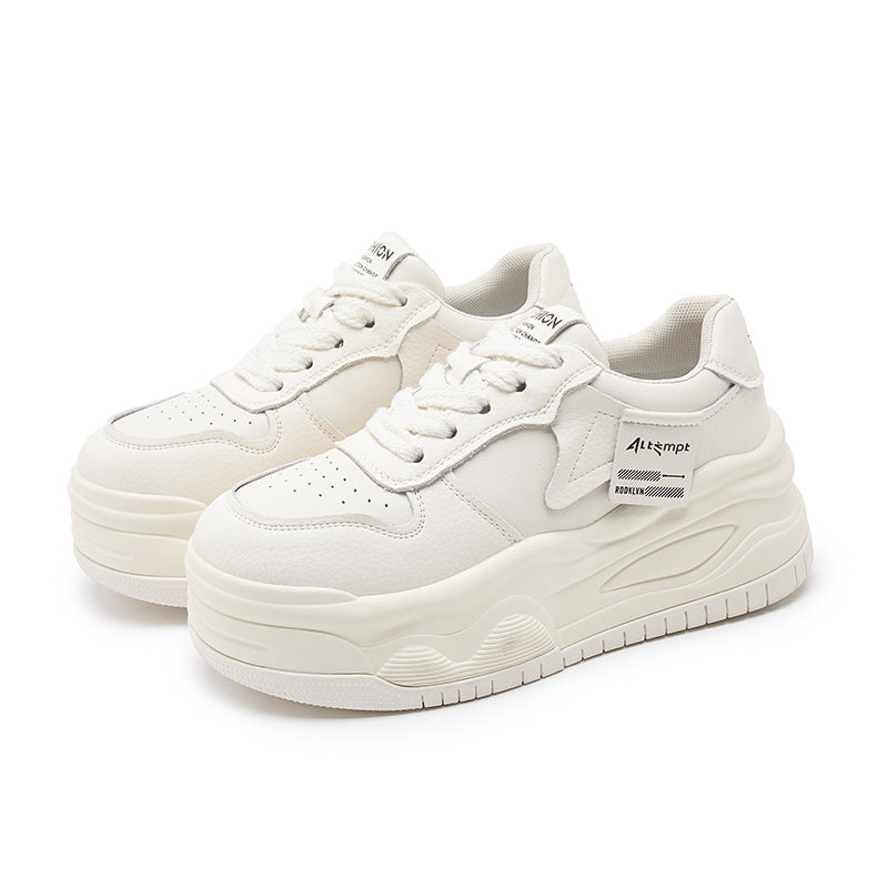 Women's Genuine Spring Platform Hidden White Thick Casual Shoes