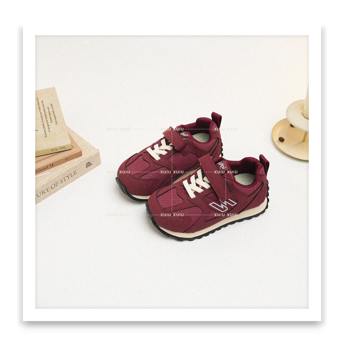 Children's American Retro Fleece-lined Boys Velcro Sneakers