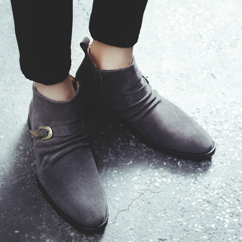 Men's Martin Suede Cowhide British Retro Fashion Korean Style Boots