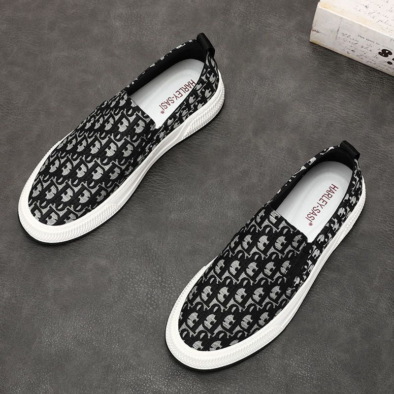 Men's Slip-on Board Summer Breathable Printed Leisure Canvas Shoes