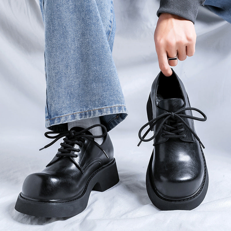 Women's & Men's Commuter Big Head British Style Inner Men's Casual Leather Shoes