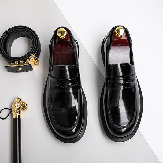 Men's Glossy Fashion British Slip-on Business Formal Leather Shoes