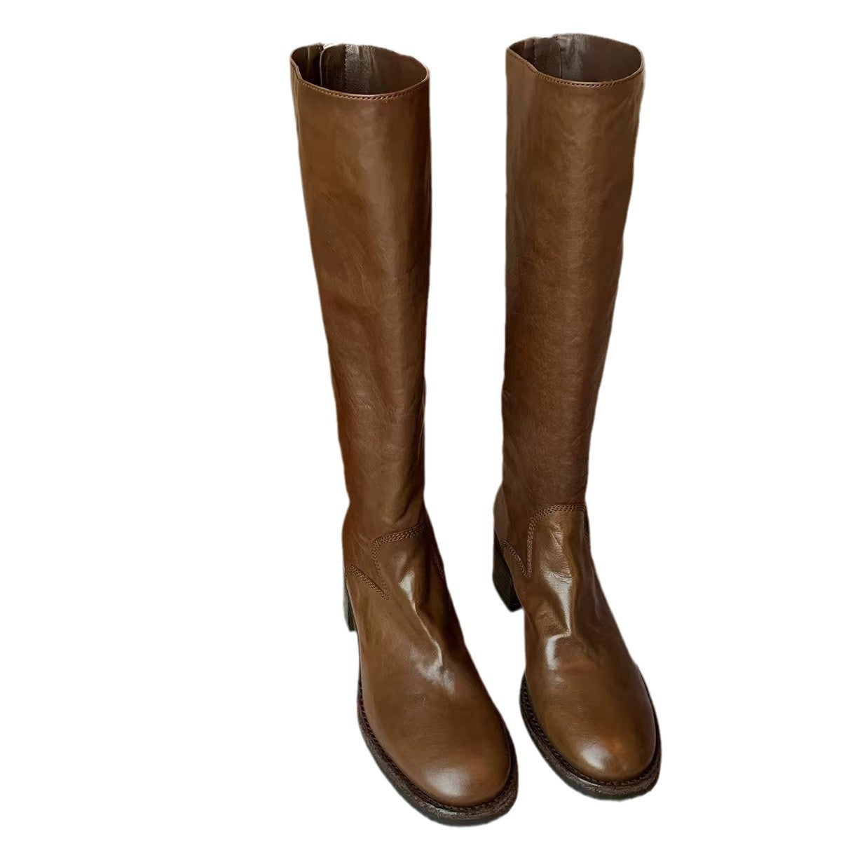 Back Zipper Fashion Slimming Chunky Long Boots