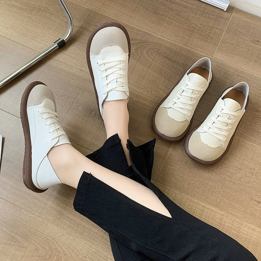 Women's Plus Size Real Pumps Flat Mori Style White Soft Women's Shoes