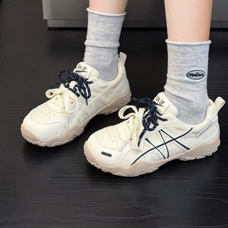 Spring Elevator Wild Soft Bottom Running Thick German Training Embroidery Women's Sports Shoes