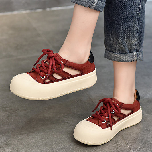 Women's Of Round Toe Lace Up Thick Sandals