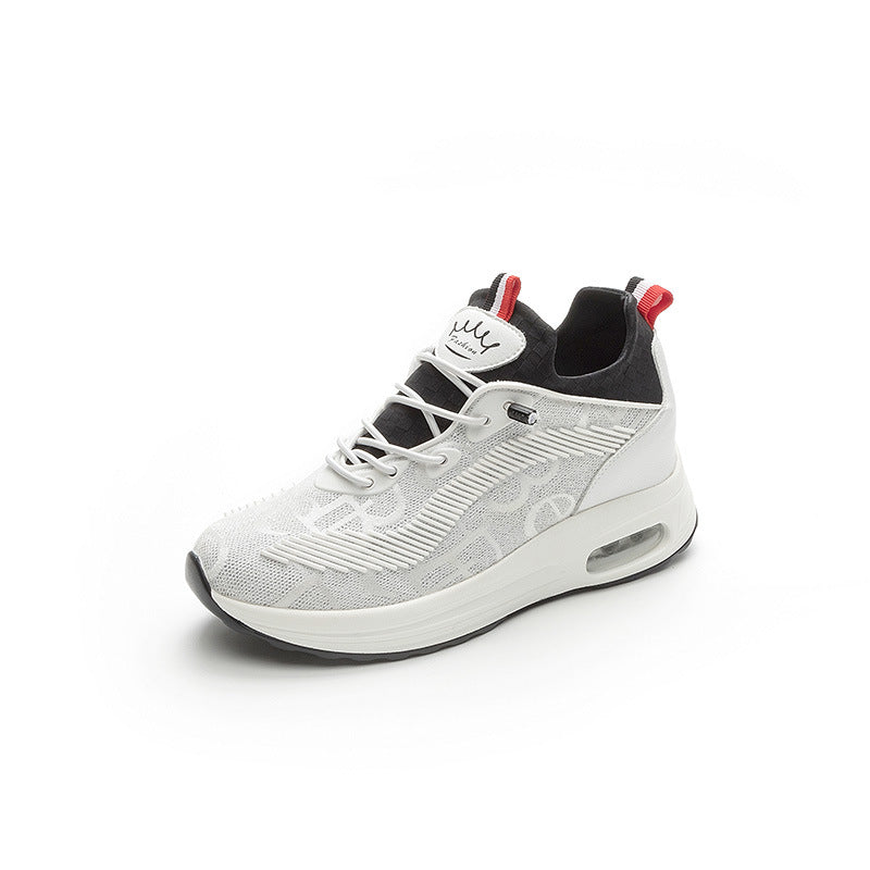 Women's Air Cushion Autumn Versatile Breathable Flying Woven Four Sneakers