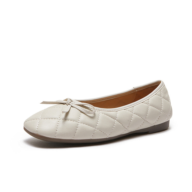 Women's & Men's Platinum Fashion Rhombus Pumps Sheepskin Ballet Round Toe Casual Shoes
