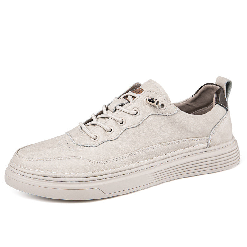 Men's Sports Cowhide Flat Korean Style Plus Sneakers