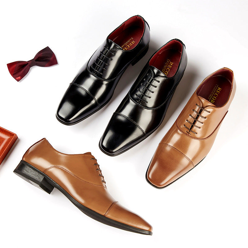 Men's Style Formal Wear Square Toe Wedding Men's Business Leather Shoes