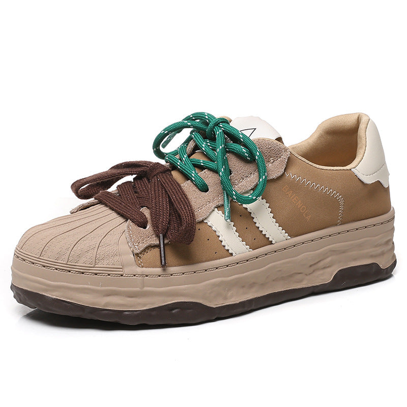 Women's White Autumn Lightweight Shell Toe Thick Casual Shoes