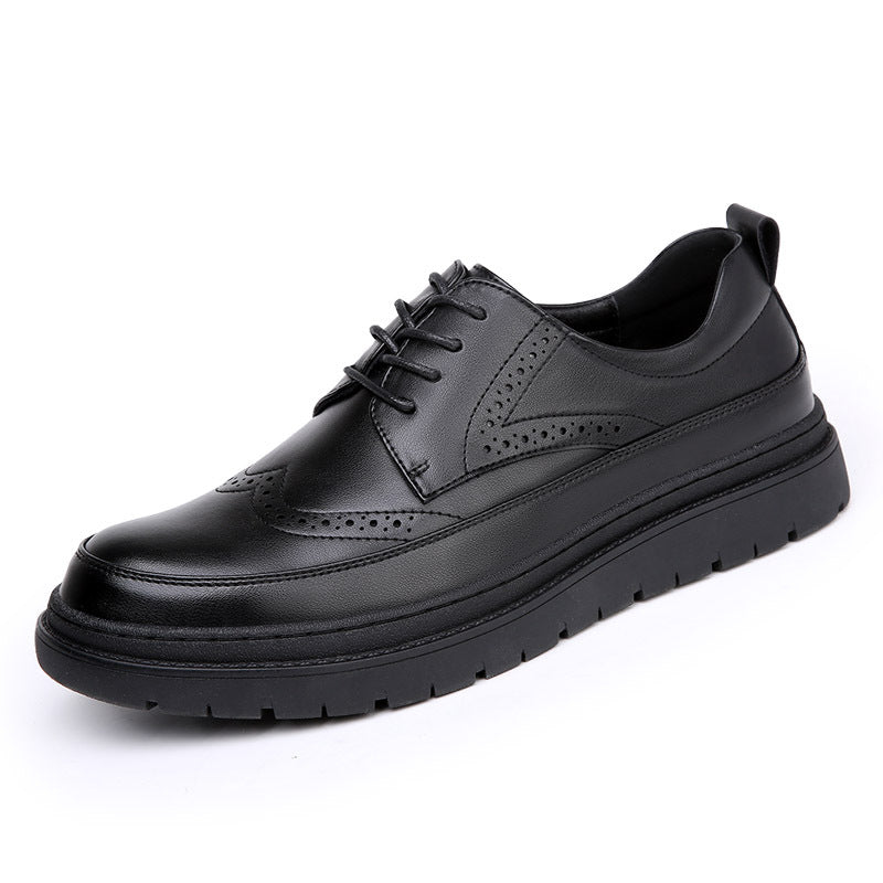 Men's Autumn Genuine Brogue Formal Wear Thick Bottom Men's Business Leather Shoes
