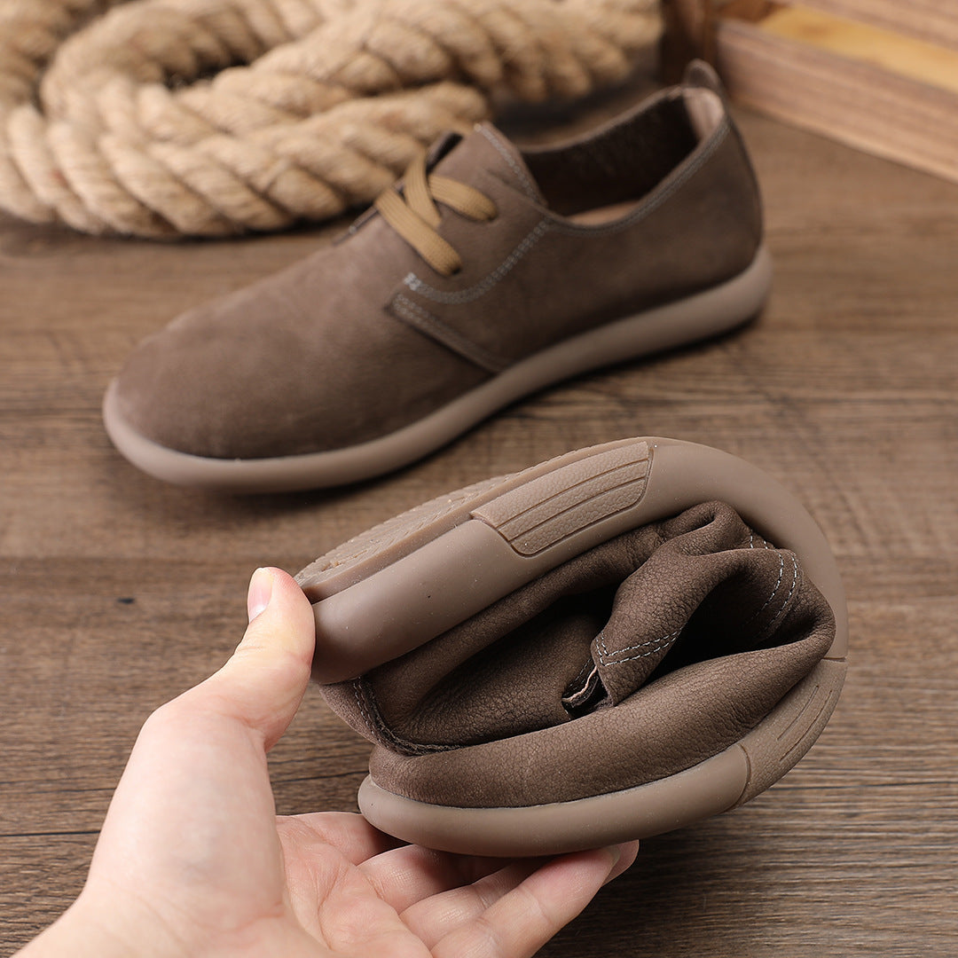 Men's Lightweight Ventilation Retro Single Layer British Leisure Top Cowhide Soft Men's Casual Leather Shoes