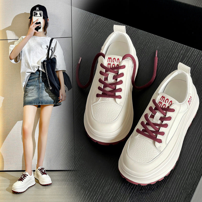 Women's Platform White Spring Height Increasing Muffin Sneakers