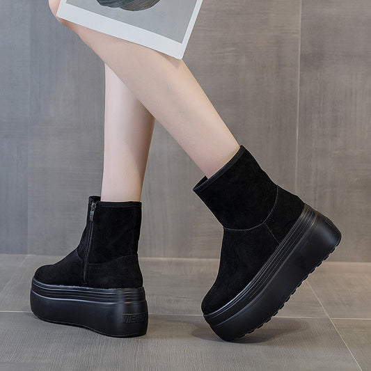 Women's Winter Fashion Pure Color High Slimming Women's Shoes