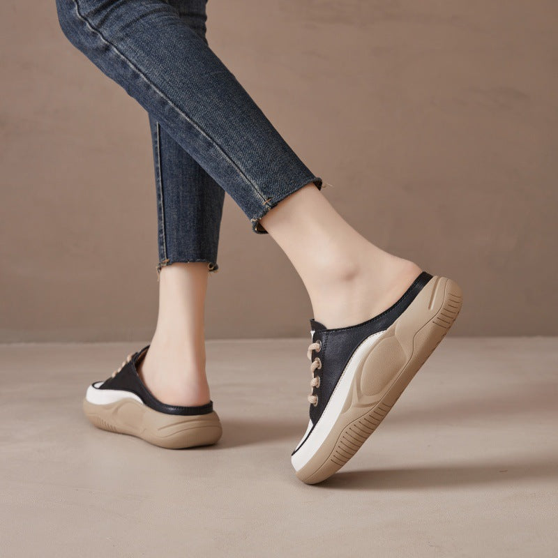 Women's Half Summer Genuine Retro Lazy Pump Sandals