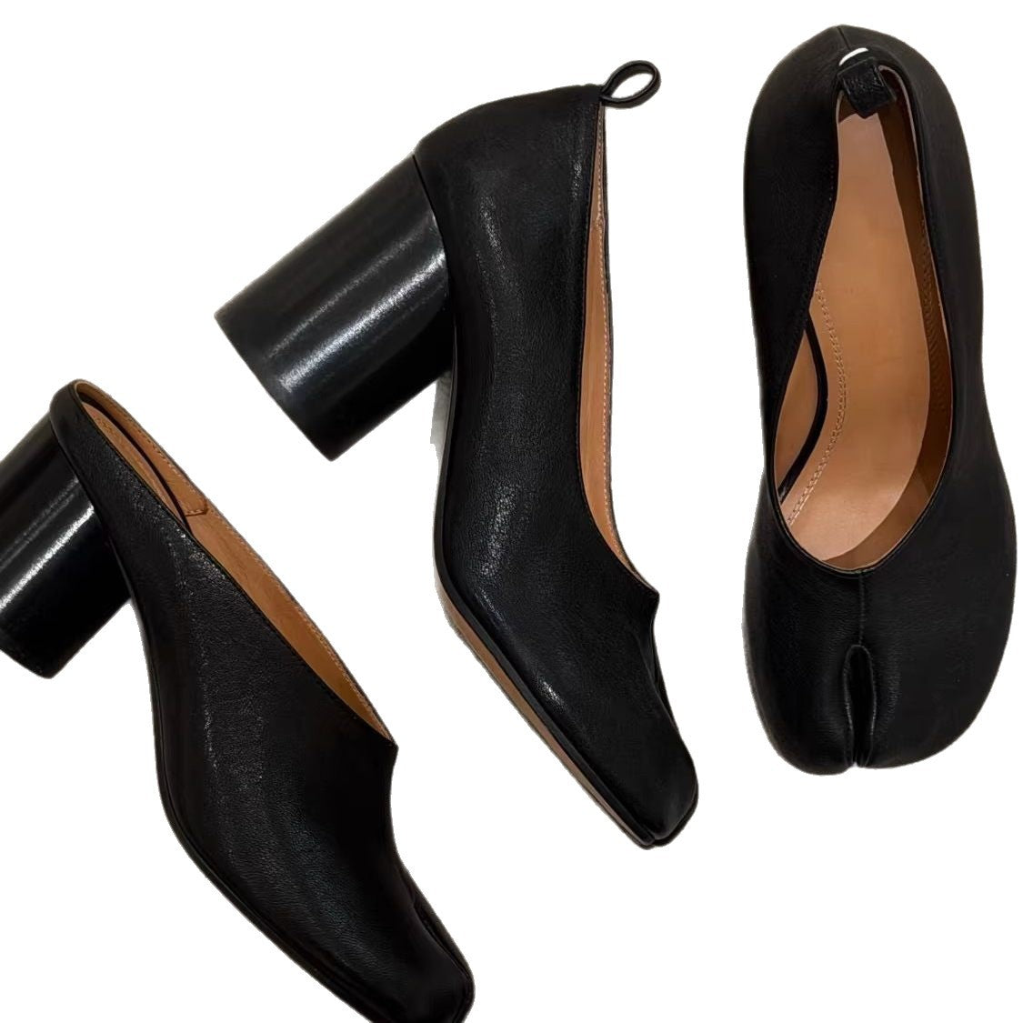 Women's Cowhide Version Niche Retro Horseshoe High Thick Slip-on Women's Fashion Shoes