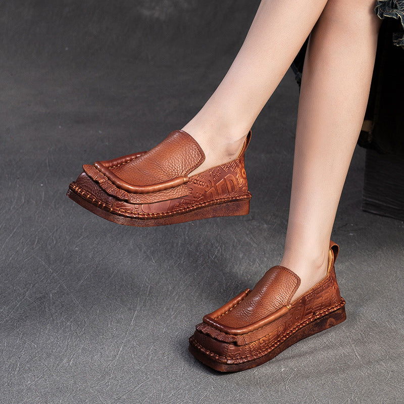 Women's Shu Art Retro Slip-on Square Toe Loafers