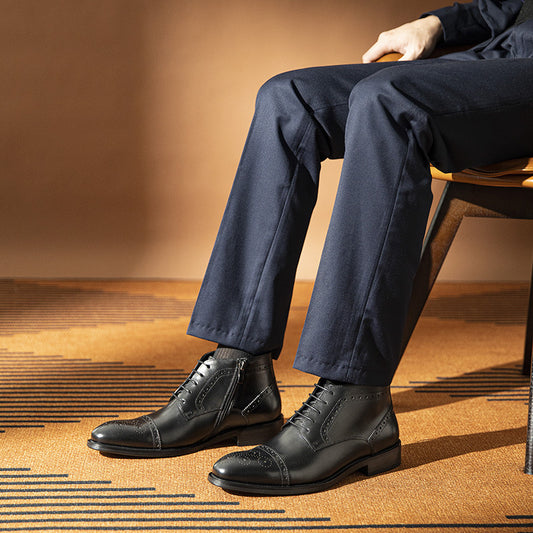 Men's Shipped Within Hours Business Formal Wear Cowhide Boots
